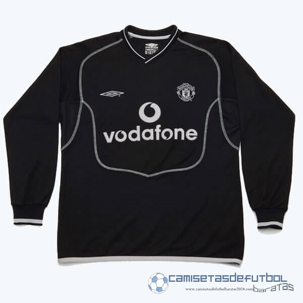 Segunda Manga Larga Manchester United Retro Equipación 2000 2002 Negro