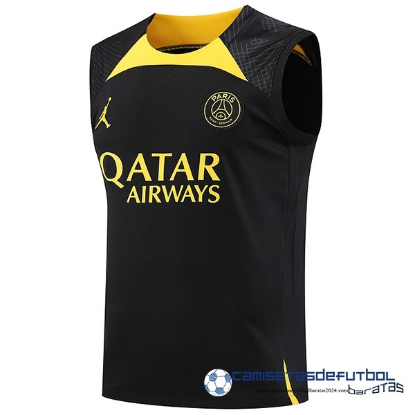 Jordan Entrenamiento Sin Mangas Paris Saint Germain Equipación 2023 2024 Negro I Amarillo