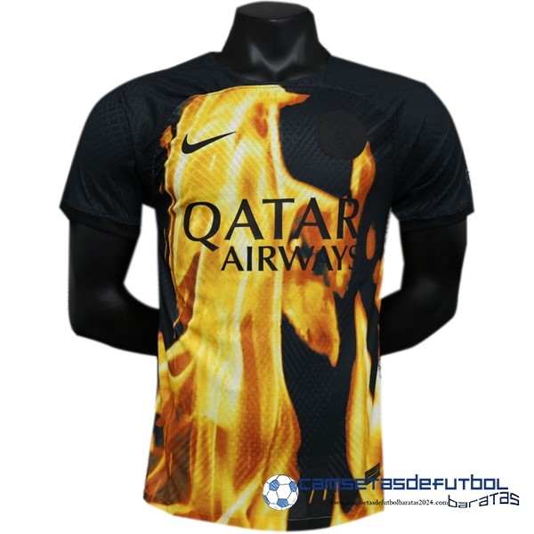 Nike Tailandia Especial Jugadores Camiseta Paris Saint Germain Equipación 2023 2024 Negro Amarillo