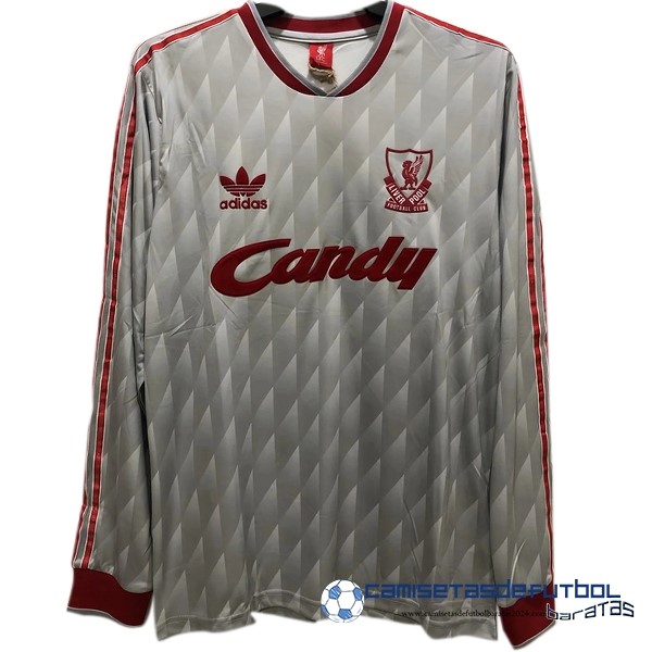 adidas Segunda Manga Larga Liverpool Retro Equipación 1989 1991 Gris