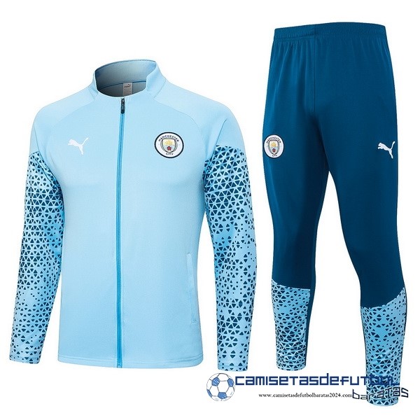 PUMA Conjunto Completo Ropa Deportiva Con Cremallera Larga Manchester City Equipación 2023 2024 Azul