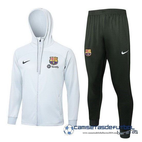 Conjunto Completo Chaqueta Con Capucha Barcelona Equipación 2023 2024 Gris Claro