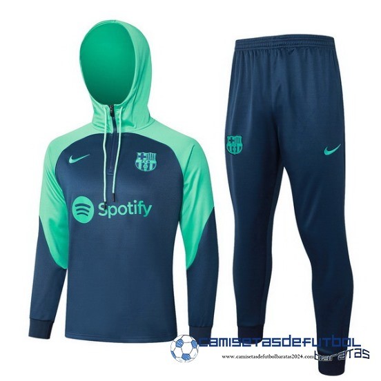 Conjunto Completo Chaqueta Con Capucha Barcelona Equipación 2023 2024 Verde Azul