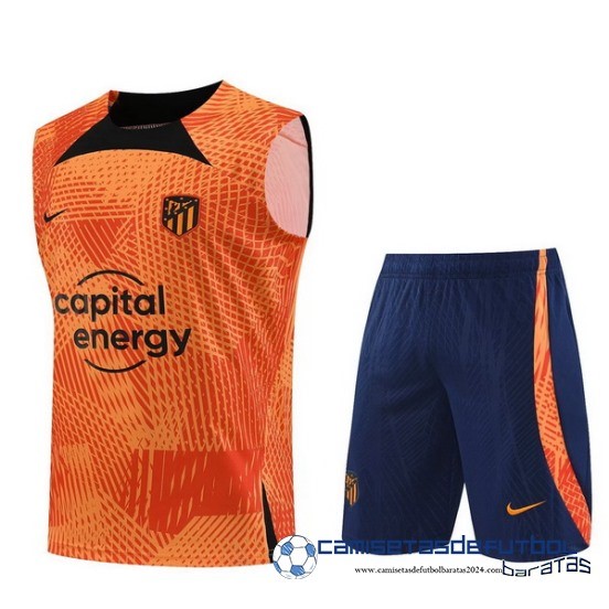 Entrenamiento Sin Mangas Conjunto Completo Atlético Madrid Equipación 2023 2024 Naranja Azul