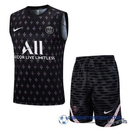 Entrenamiento Sin Mangas Conjunto Completo Paris Saint Germain Equipación 2023 2024 Negro Rosa Blanco