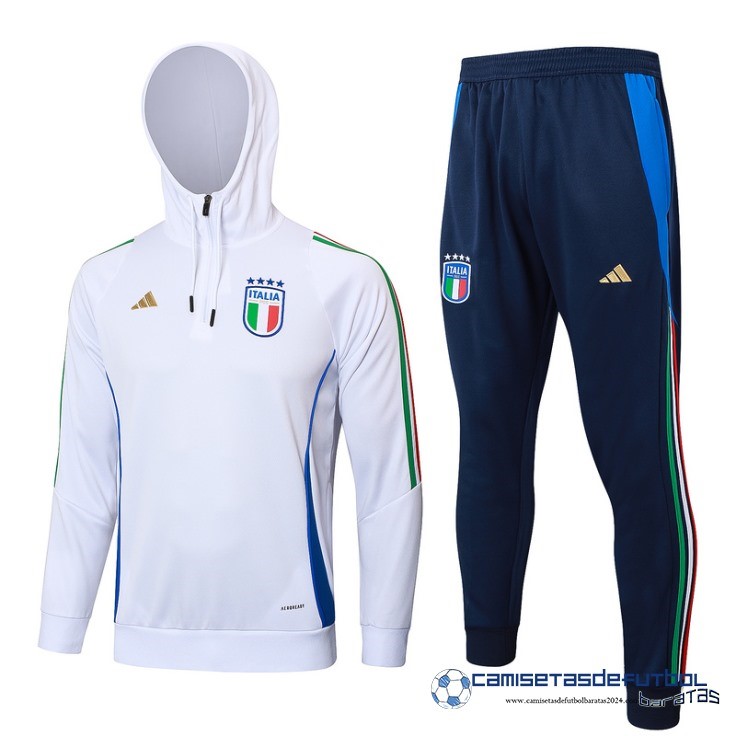 Conjunto Completo Chaqueta Con Capucha Italia Equipación 2024 Blanco