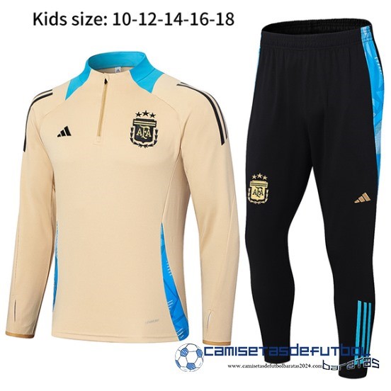 Conjunto Completo Sudadera Entrenamiento Niños Argentina Equipación 2024 Amarillo Negro