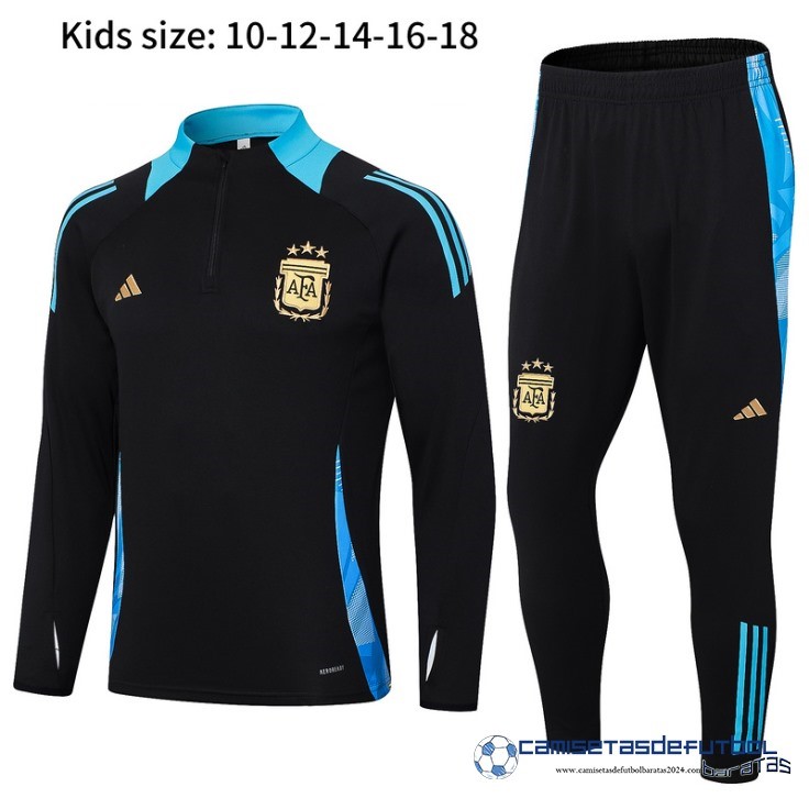 Conjunto Completo Sudadera Entrenamiento Niños Argentina Equipación 2024 Negro Azul