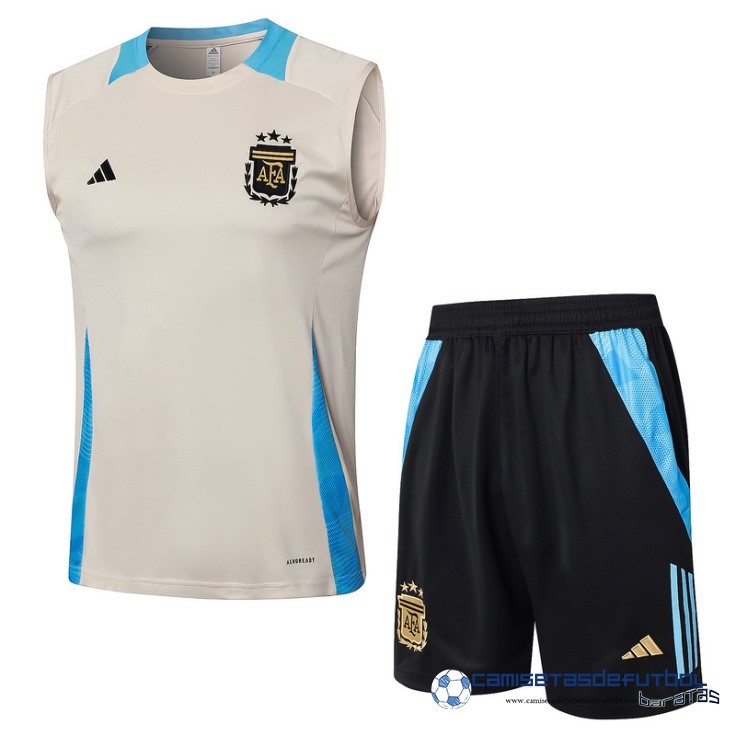 Entrenamiento Sin Mangas Conjunto Completo Argentina Equipación 2024 Amarillo Azul Negro