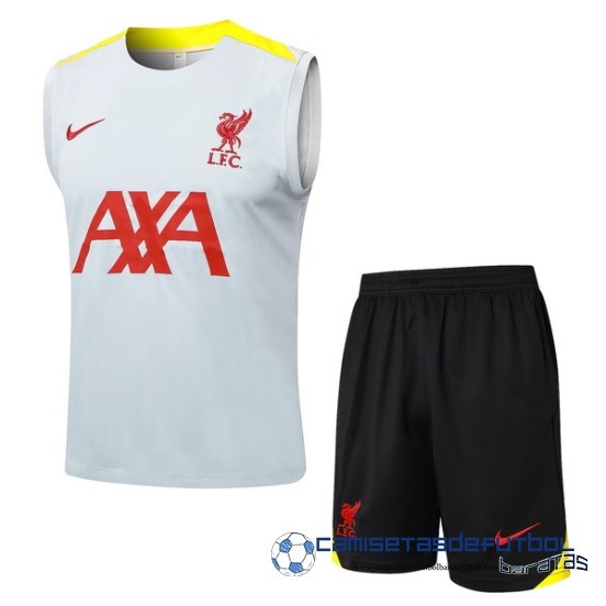 Entrenamiento Sin Mangas Conjunto Completo Liverpool Equipación 2024 2025 Gris Amarillo Negro