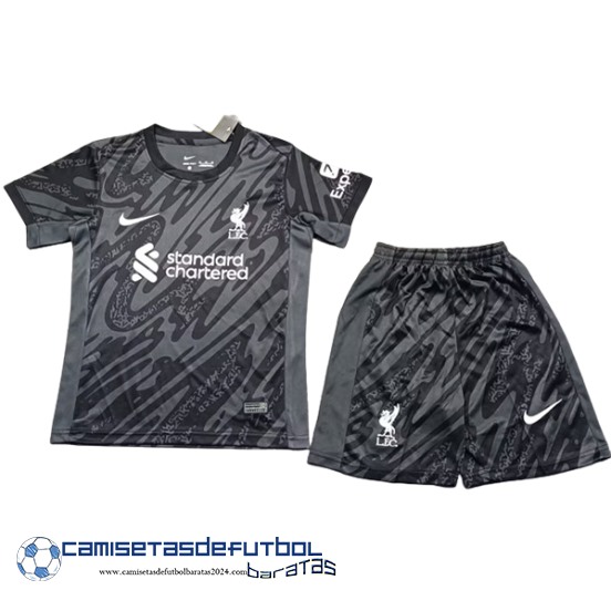 Portero Conjunto De Niños Liverpool Equipación 2024 2025 Negro